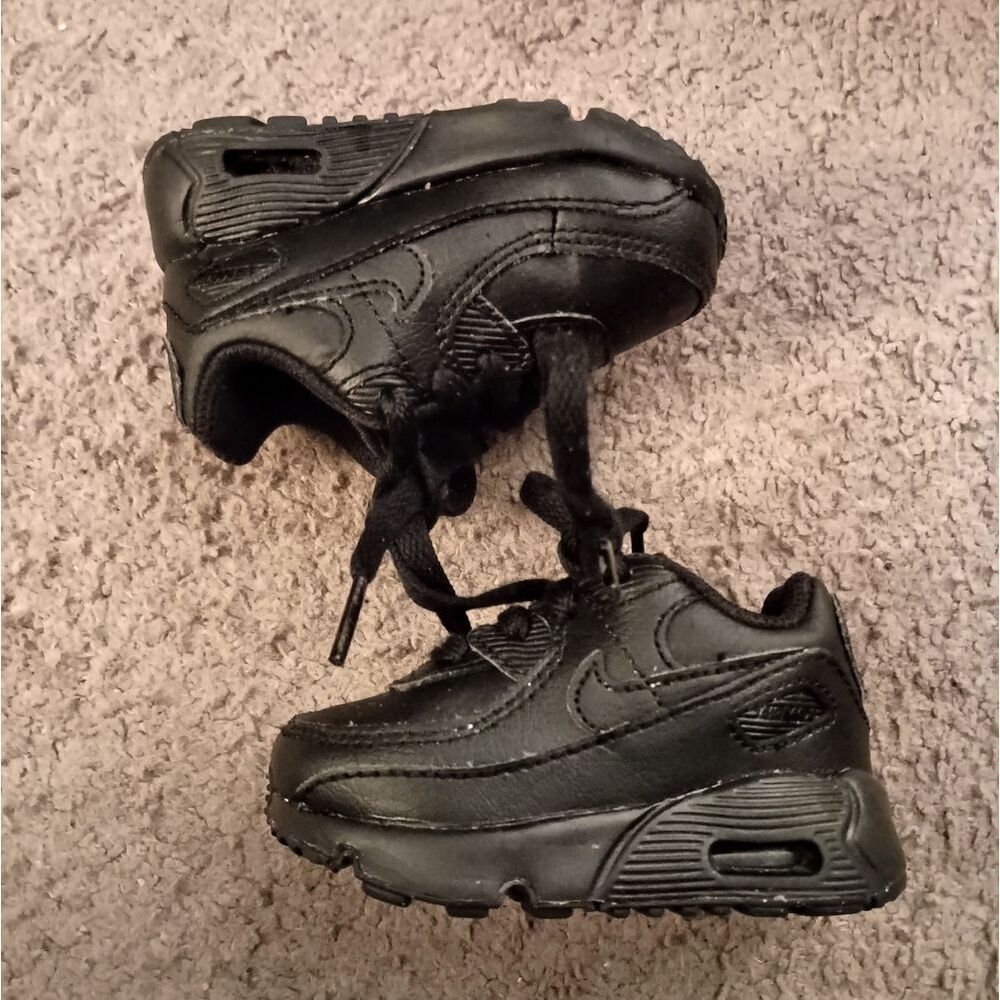 Nike Air Max 90 Leather Black Toddler Sneakers Size 3C CD6868-001 PRE-OWNED